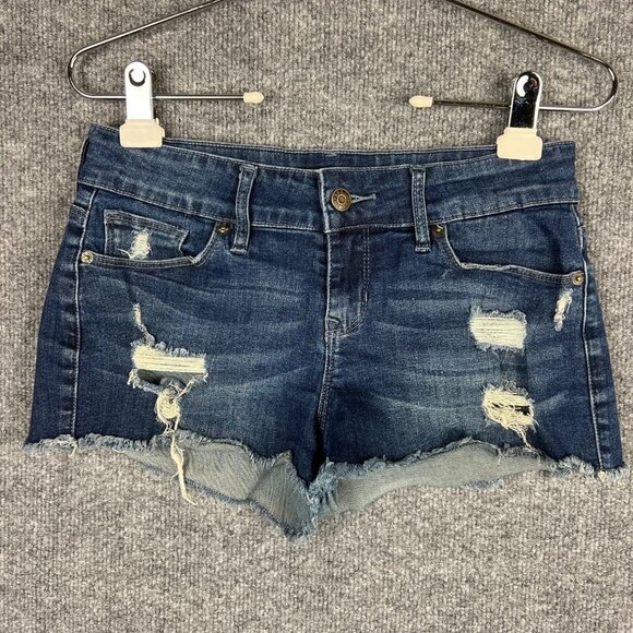 Vintage Guess Jeans Shorts 29 Womens Cut Off Distressed Medium Wash‎ Blue Denim - Picture 1 of 9